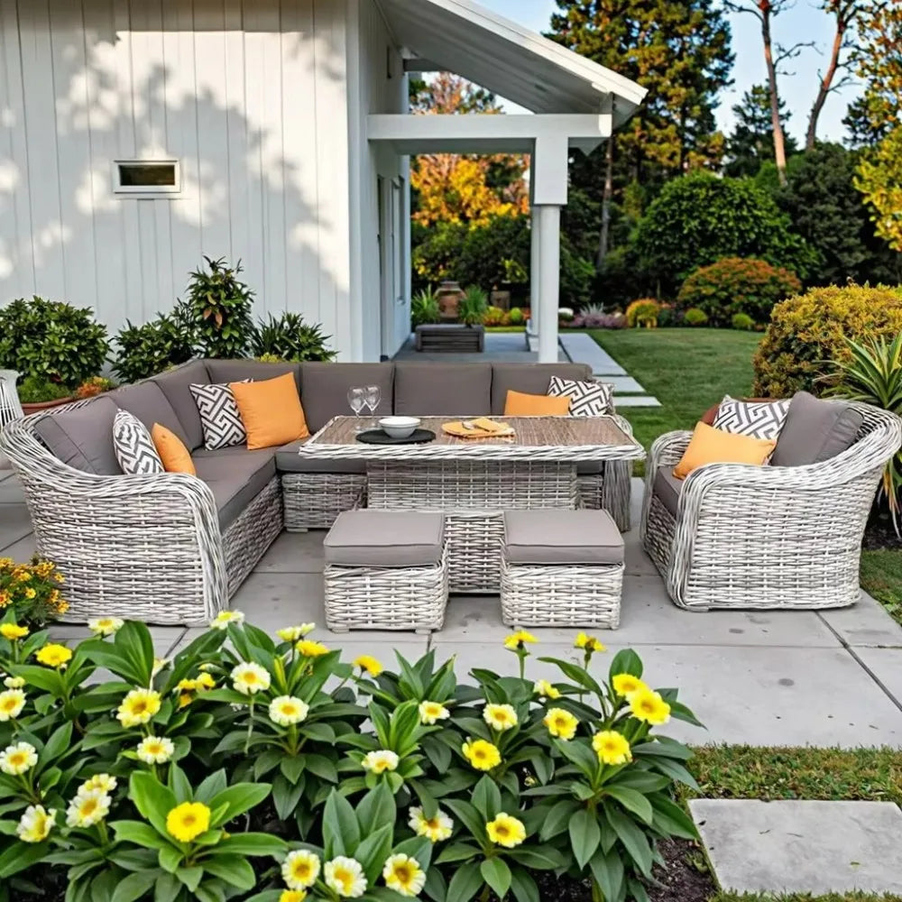 Wicker Patio Rattan Sets Garden Sofa Set Modern Lounge Furniture Sofa Set Outdoor Garden Furniture