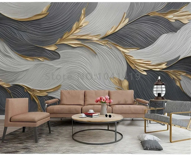 Custom 3D Wall Mural Creative Art Feather Geometric Patterns Photo Wallpaper Living Room TV Sofa Bedroom Papel De Parede Fresco