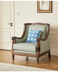 XL retro sofa walnut wood solid wood leather first layer cowhide combination sofa living room furniture