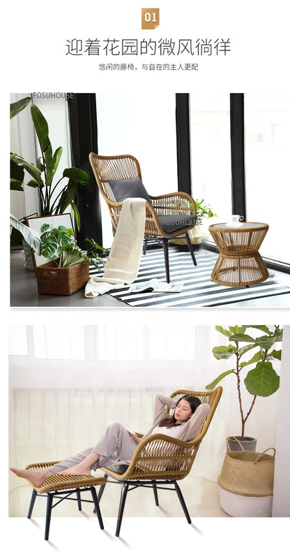 Rattan Chair Three Piece Set Balcony Table Modern Outdoor Furniture Combination Armrest Single Rattan Sofa Outdoor Chairs