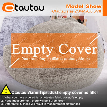 OTAUTAU Fluffy Faux Bunnyf Fur Bean Bag Cover Corner Pouf Cover DD003【No Filler Inside! You Need To Buy Filler By Yourself !】