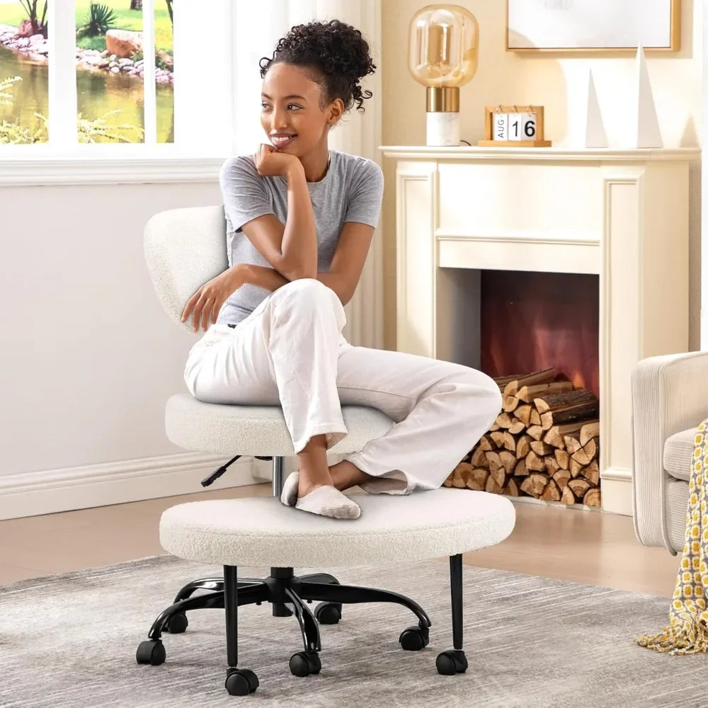 Cross Leg Chair - Meditation Chair with Wheels, ADHD Chair, Height Adjustable Seat, Adjustable Footstool