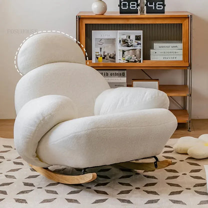 Big white Internet celebrity rocking chair lazy sofa single rocking cream living room lazy chair simple balcony bedroom