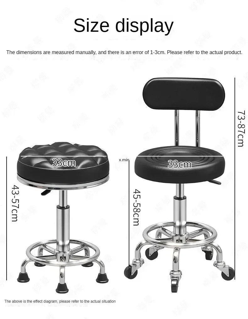 Beauty Stool,Hair Salon,Rotating Lift,Hair Salon Chair,Pulley,Nail Art, Hair Cutting, Round Stool, Exclusively for Beauty Salons