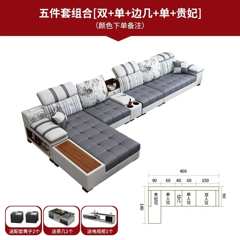 Luxury Technology Cloth Sofa Living Room Furniture Modern Cloakroom Bedroom Sofa Combination Nordic Apartment Sofa Set