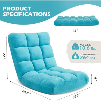 Adjustable Cushioned Gaming Floor Chair with Breathable Cotton and Skin-Friendly Velvet for Comfortable Lazy Sofa Seating