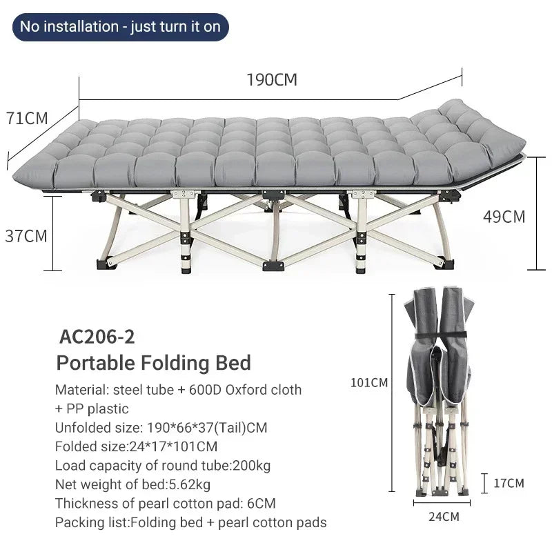 Folding bed ultra light portable outdoor Camp bed multi-function recliner self driving travel folding bed