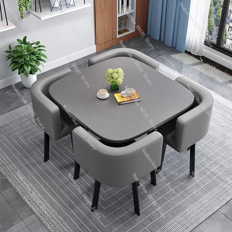 Simple Square Negotiation Table Set, Small Round Table for Shop or Reception, Rest Area Furniture, Space-saving and Elegant