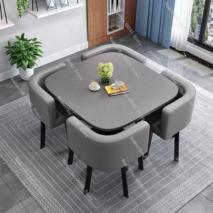 Simple Square Negotiation Table Set, Small Round Table for Shop or Reception, Rest Area Furniture, Space-saving and Elegant