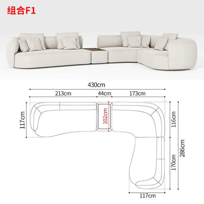 P32 Minimalist sofa large apartment living room special-shaped corner fabric, modular combination sofa