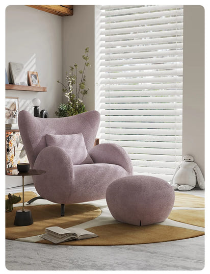 Cream Antelope Single Living Room Sofa Fabric Leisure Chair Middle Antique Lazy Sofa