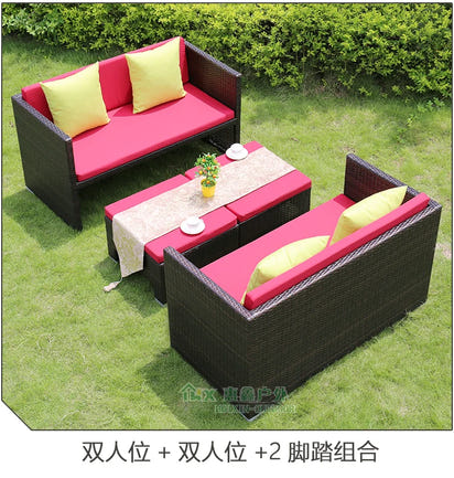 Outdoor rattan tables and chairs balcony rattan sofa courtyard leisure rattan art