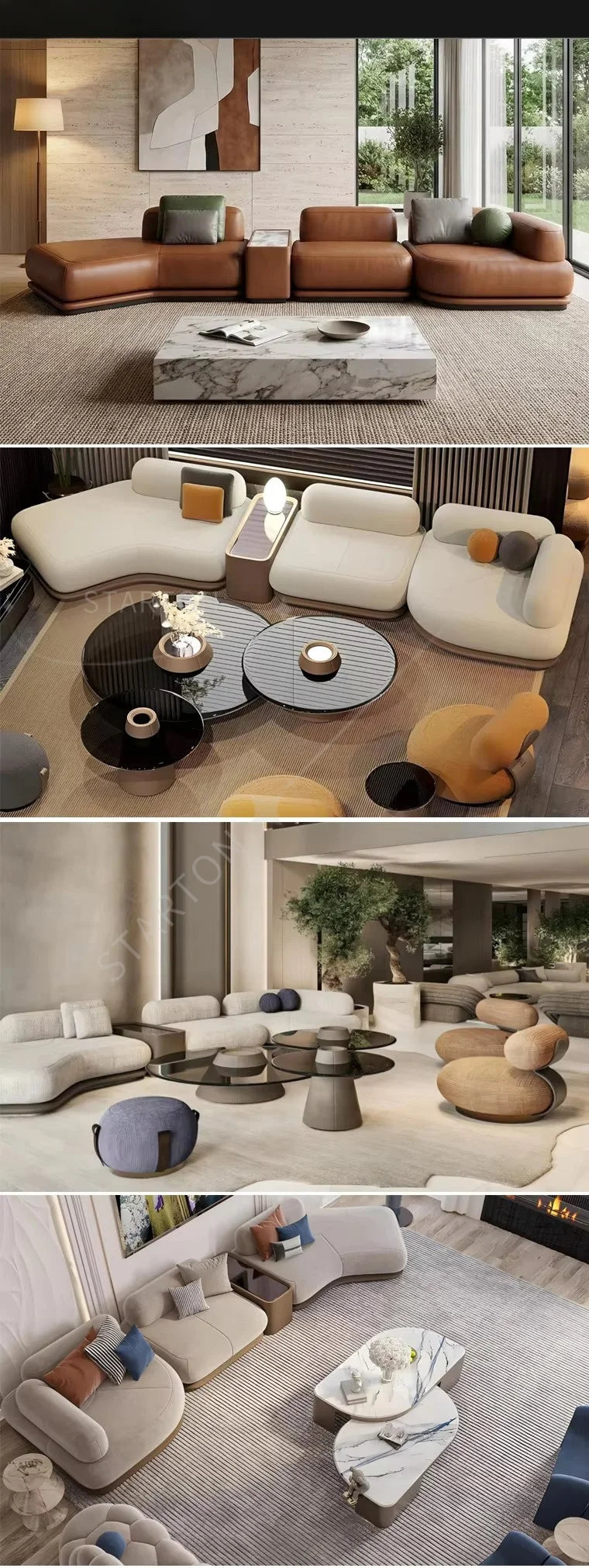 Italian Leather Corner Sofa Set Furniture Living Room Modular Sectional Leather Curved Sofas for Home Living Room