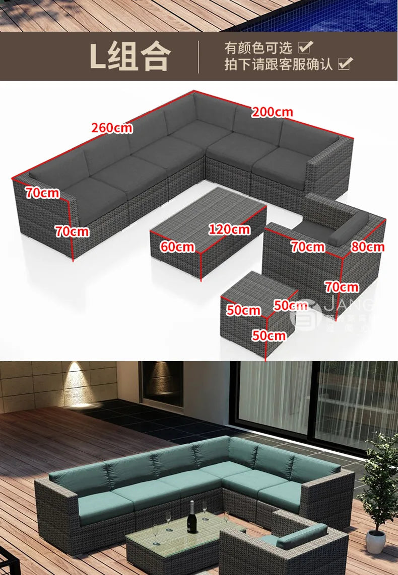 Outdoor courtyard, office building, reception area, sales center, round sofa, outdoor rattan chair, negotiation of large