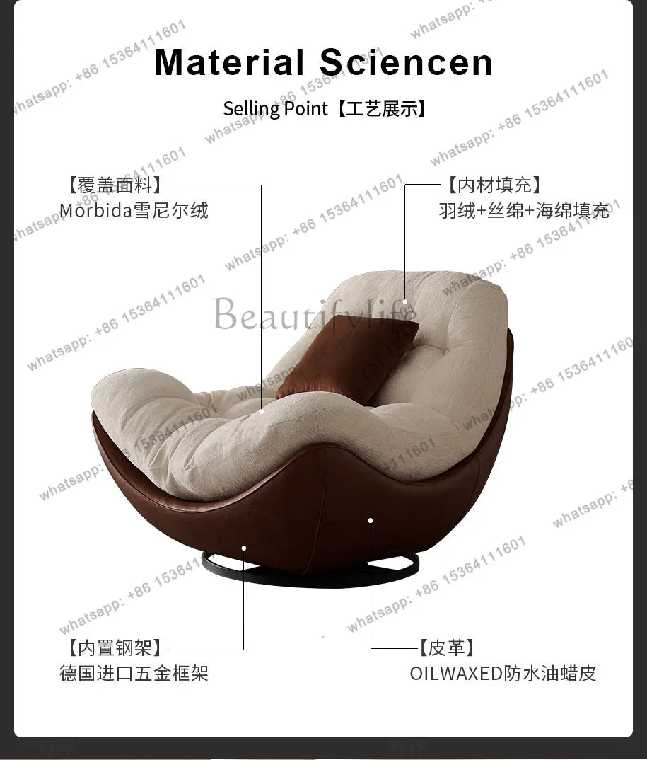 Italian minimalist rotating single chair modern creative sofa living room balcony lazy recliner