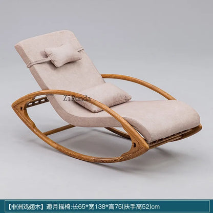 Redwood rocking chair, new Chinese style chicken wing wooden lounge chair, solid wood home balcony leisure chair