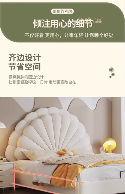 cheap Luxury Leather Princess Petal Bed with LED Lights queen bed frames 120x200cm 135x200cm 150x200cm 180x200cm Beds Furniture