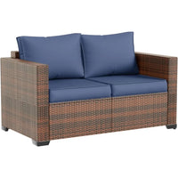 Amopatio Outdoor loveseat Furniture 2-Seat Wicker Patio Love seat, Small Patio loveseat with Water-Resistant Cover & Non-Slip Cu