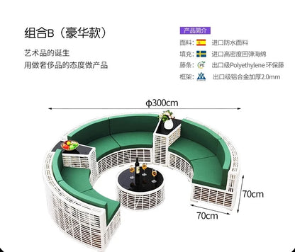 furniture sofa combination garden terrace leisure rattan circular courtyard outdoor open-air rattan chair for living room
