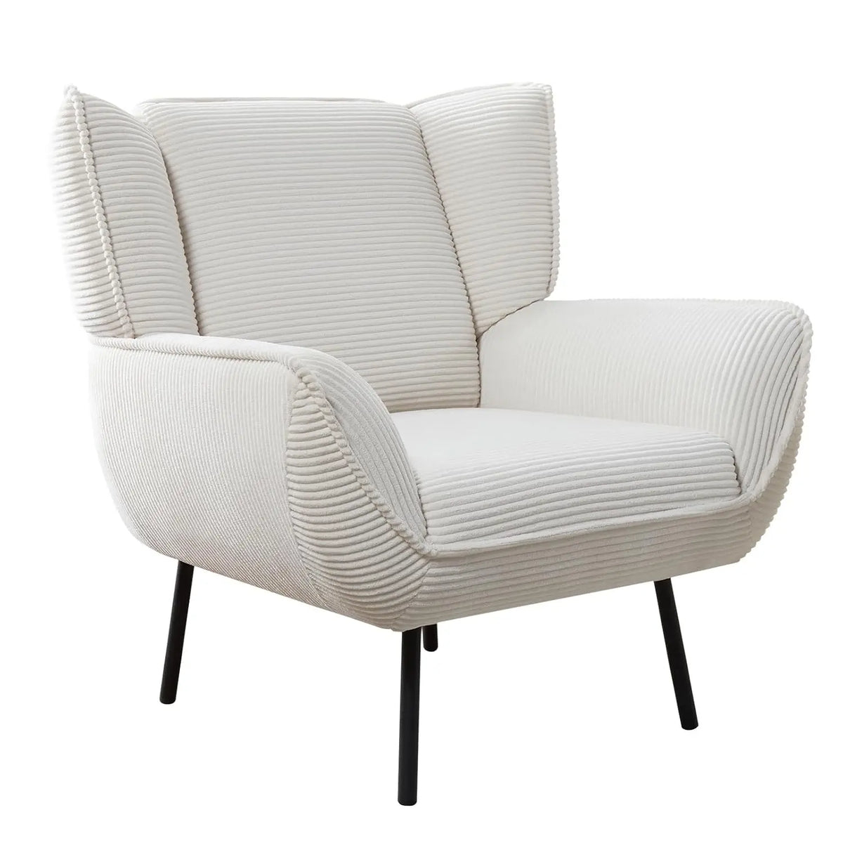Accent Chair- Upholstered Living Room Chair with High Wingback, White Reading Armchair for Bedroom, Comfy Corduroy, Customized