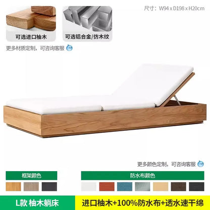 YFY Outdoor Recliner Villa Courtyard Waterproof Sunproof Hotel Resort Pool Outdoor Terrace Anti-corrosion Wood Reclining Bed