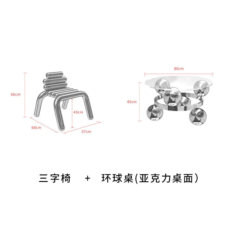 CZ Vintage Stainless Steel Irregular Single Chair Home Backrest Minimalist Industrial Style Restaurant Leisure Dining Chair