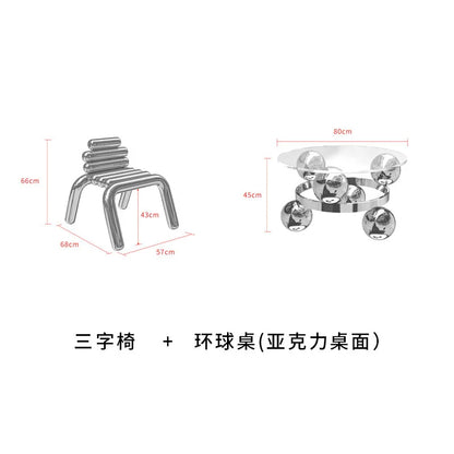 CZ Vintage Stainless Steel Irregular Single Chair Home Backrest Minimalist Industrial Style Restaurant Leisure Dining Chair