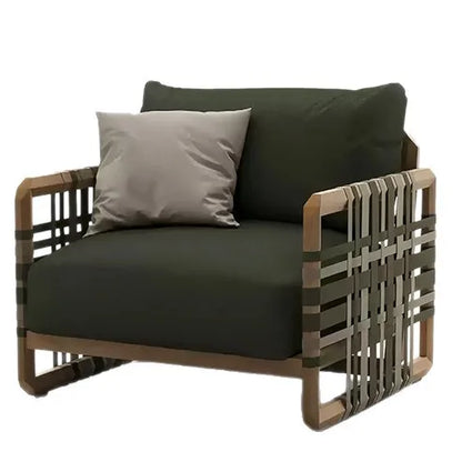 Outdoor solid wood sofa villa terrace rattan chair leisure combination furniture