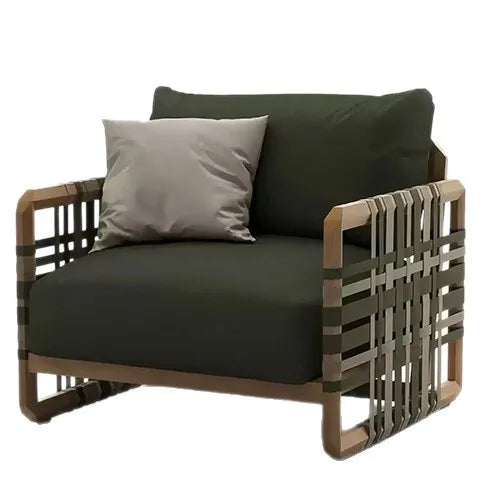 Outdoor solid wood sofa villa terrace rattan chair leisure combination furniture