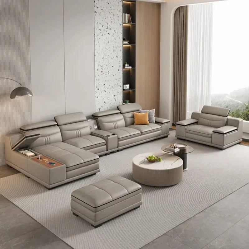 Cozy Genuine Leather Sofas Fancy Living Room Reclining Italian Sofa Modern Luxury Divani Da Soggiorno Apartment Furniture