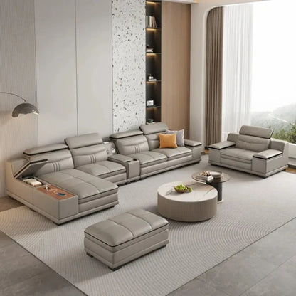 Cozy Genuine Leather Sofas Fancy Living Room Reclining Italian Sofa Modern Luxury Divani Da Soggiorno Apartment Furniture
