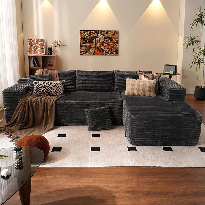 Modern Home Furniture Big Household Compression Sofa Bed L-Shape Corner Combination Three-Seater Vacuum Compression Couch Set