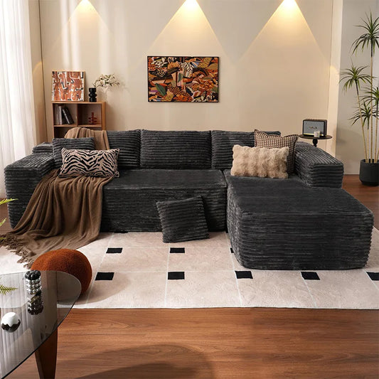 Modern Home Furniture Big Household Compression Sofa Bed L-Shape Corner Combination Three-Seater Vacuum Compression Couch Set
