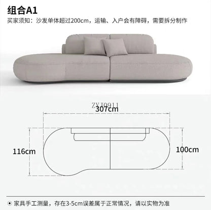 Nordic simple fabric curved corner multi-person living room beauty salon hotel reception sofa