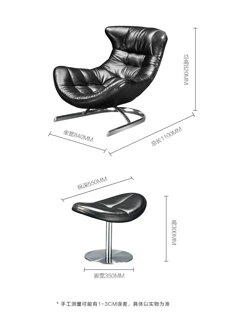 New style Italian Single Leather Sofa Chair Living Room Light Luxury Bedroom Modern Wingback Chair Leisure Chair Recliner ss 730