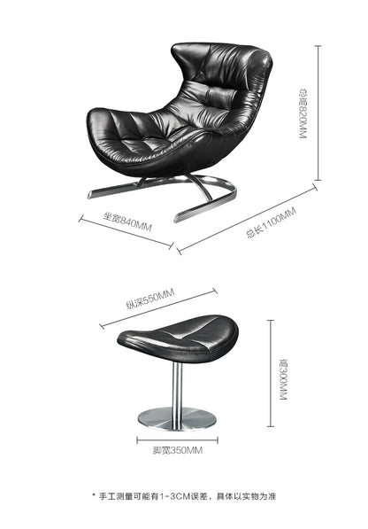New style Italian Single Leather Sofa Chair Living Room Light Luxury Bedroom Modern Wingback Chair Leisure Chair Recliner ss 730