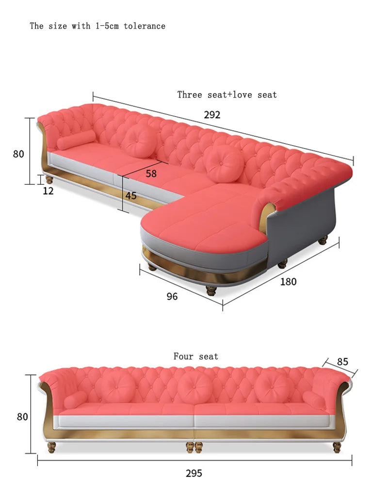 Canape Modern Living Room Furniture Couches Upholstered  Lounge Leather Sectional Tufted White Sofa Set