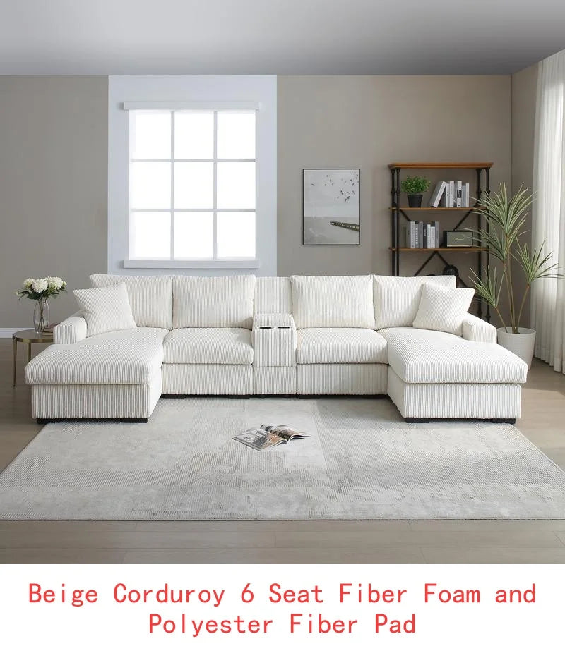 Oversized U-Shaped Cloud Sectional Sofa for Living Room, 126