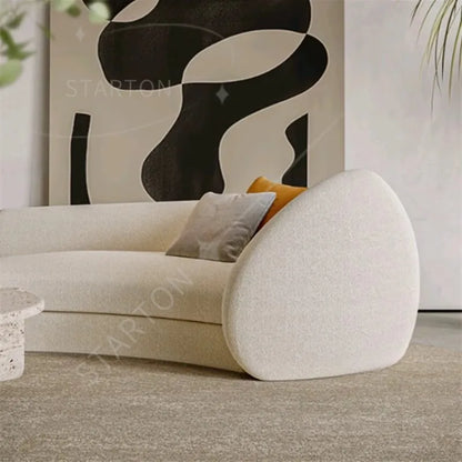MODULAR Designer Curve Sofa Set Teddy Fabric Reclining Rectangle Couch for Hotel Lobby Living Room Furniture