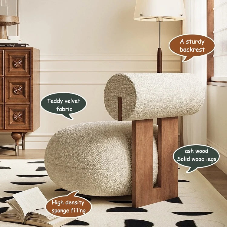 Nordic Design Casual Living Room Home Furniture Grey Wood Armchair Lobby Sofa Chair