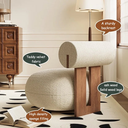 Nordic Design Casual Living Room Home Furniture Grey Wood Armchair Lobby Sofa Chair