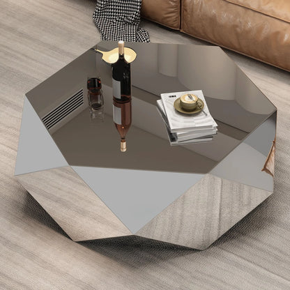 High End Living Room Home Designer Style, Light Luxury, Modern Minimalist, Irregular Stainless Steel Diamond Coffee Table