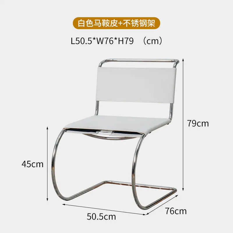 Nordic Minimalist Stainless Steel Dining Chair Armless Modern Simple Antique Furniture Wind Back Chair