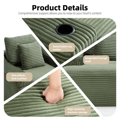 67 Inch Chaise Lounge Chair Indoor, Oversized Corduroy Upholstered Boneless Sofa Bed, Cloud Sofas Couches for Living Room