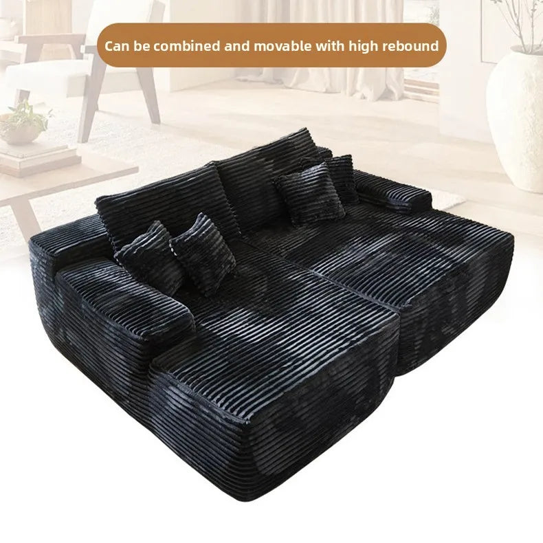 Compression sofa, simple wind sponge filling, soft large seat deep in the living room, corduroy surface, lazy recliner