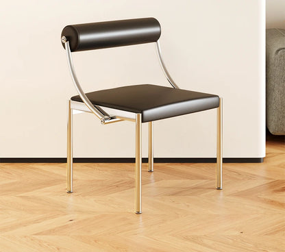 Mid-Century Designer Chair Industrial Metal Dining Seat Bedroom Vanity Stool with Backrest Stainless Steel Office Chair for Home
