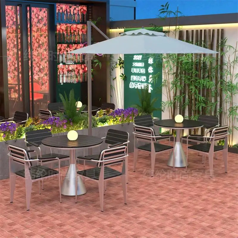 Leisure Sun-Proof Outdoor Bistro Set Small Round Table for Restaurant Music Bar and Patio Lounge Dining