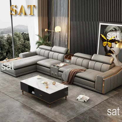 A Modern Sectional Leather Luxury Sofa Set Modular Furniture Home Multifunctional Living Room L Shape Corner Sofa