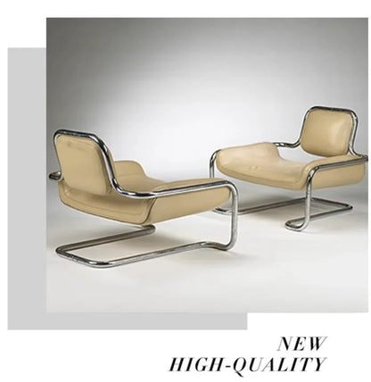Nordic designer stainless steel embossed modeling stool balcony leisure chair personalized backrest sofa chair hotel lobby