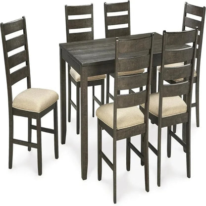 20" Dining Room Table Set with 6 Upholstered Chairs - Beautifully Crafted, Easy to Assemble
